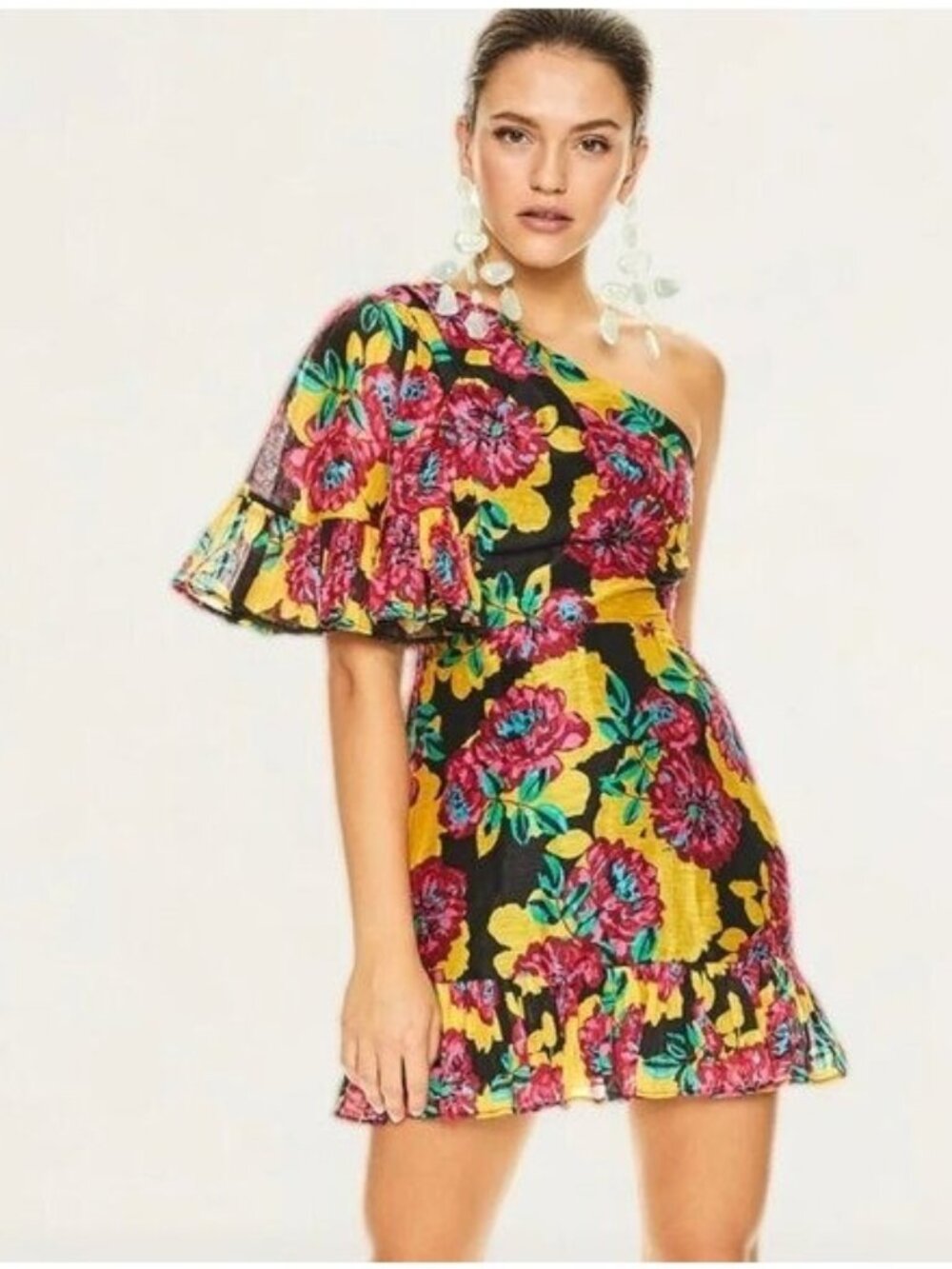 🛍 La Maison Talulah Barcelona Bloom One Shoulder Silk Blend Mini Dress